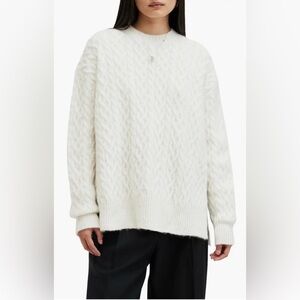 AllSaints Sirius Cable Knit Alpaca Blend Sweater S Cream White